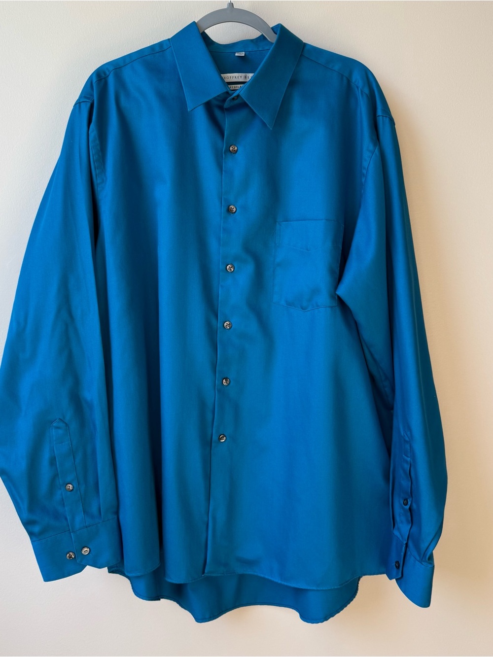Geoffrey Beene Button-Down Shirt Men’s 18 Neck 36/37 Arm Length Teal Office